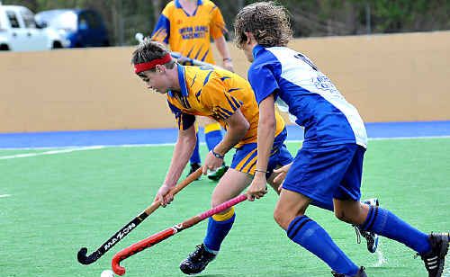 Nathan Stephens controls the ball in the final against Maryborough at the state titles. Gympie lost 6-1, but Stephens made the state squad. Nathan Stephens controls the ball in the final against Maryborough at the state titles. Gympie lost 6-1, but Stephens made the state squad.